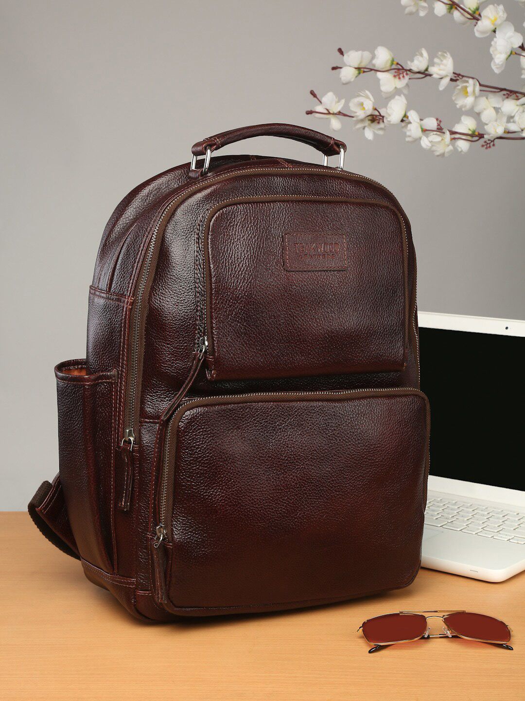 Teakwood Leathers Brown Leather Backpack Price in India