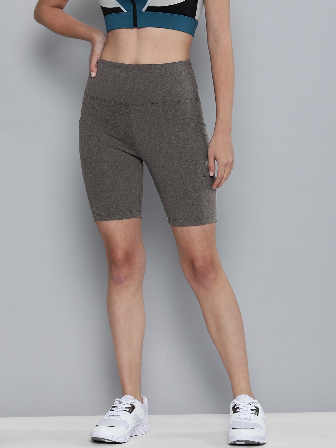 HRX by Hrithik Roshan Women Charcoal Grey Skinny Fit Rapid-Dry Running Shorts Price in India