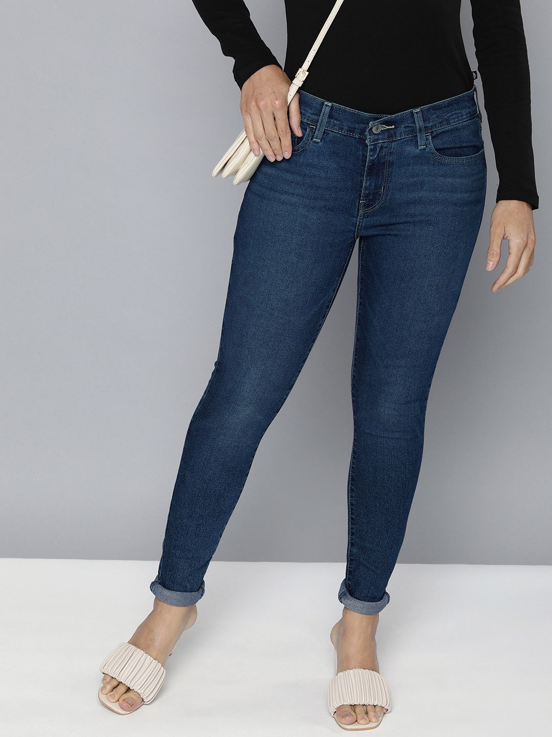 Levis Women Blue Super Skinny Fit Light Fade Stretchable Jeans Price in India