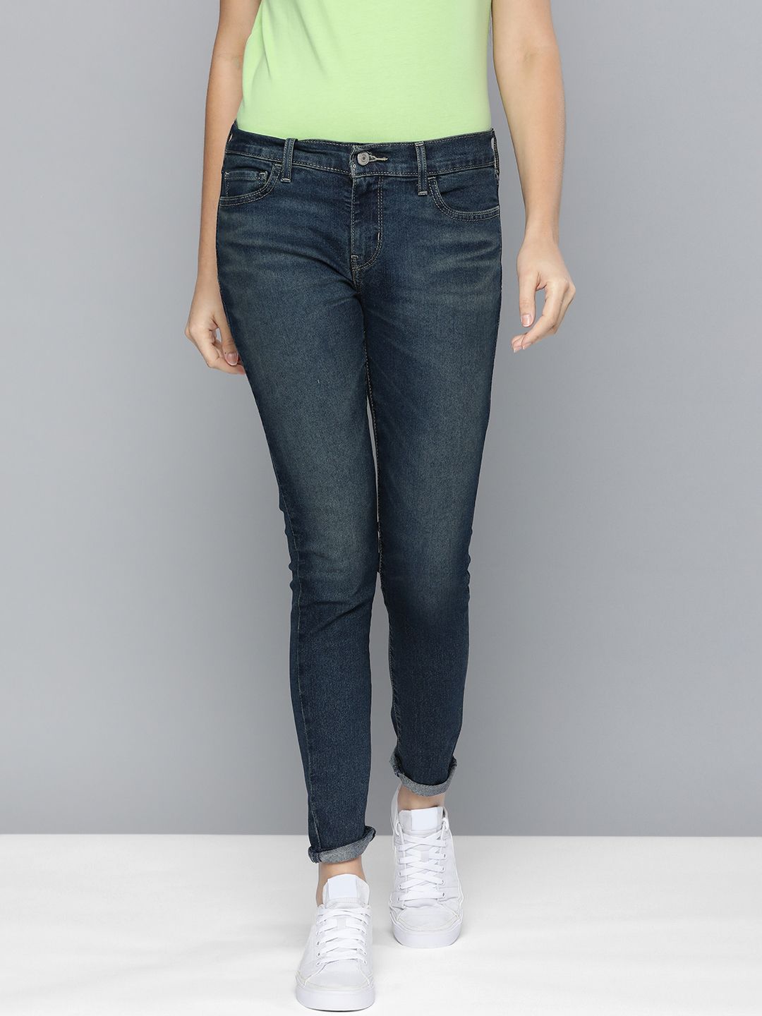 Levis Women Blue 710 Super Skinny Fit Mid-Rise Light Fade Stretchable Jeans Price in India