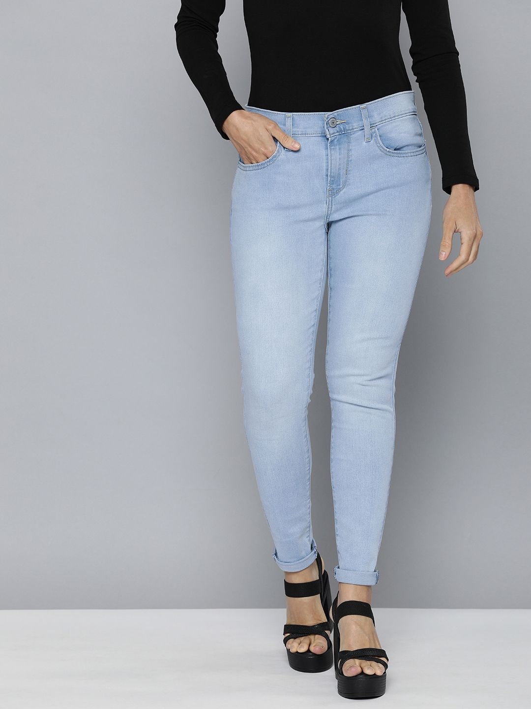 Levis Women Blue Super Skinny Fit Light Fade Stretchable Jeans Price in India