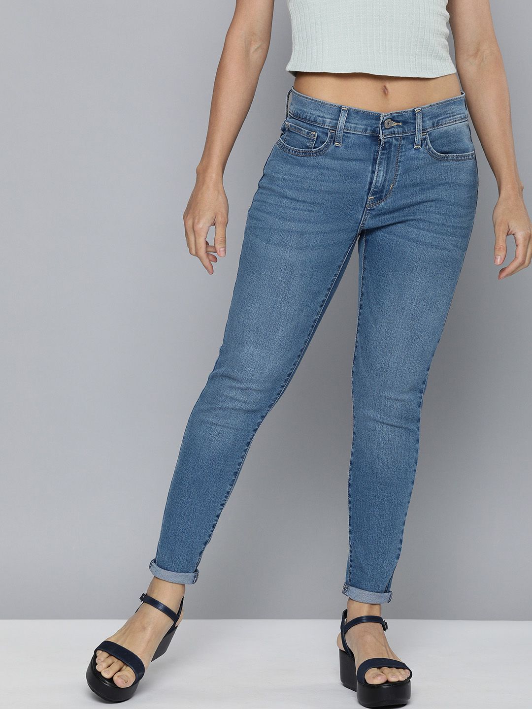 Levis Women Blue Super Skinny Fit Light Fade Stretchable Jeans Price in India