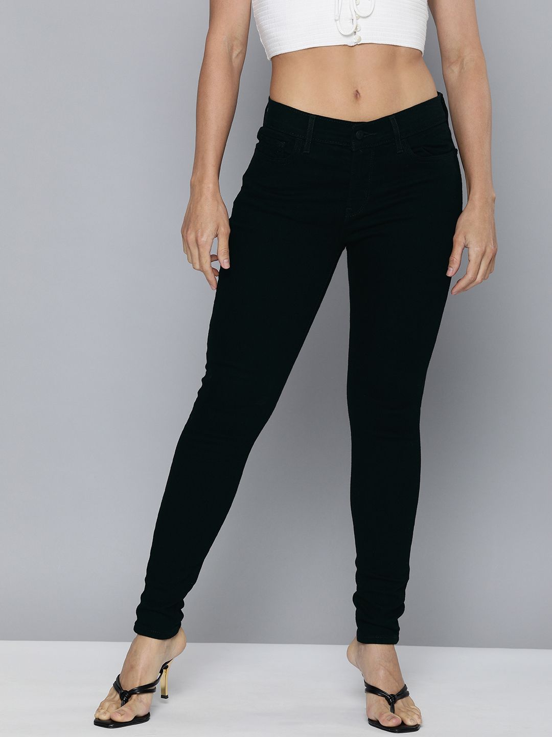 Levis Women Black Super Skinny Fit Stretchable Jeans Price in India