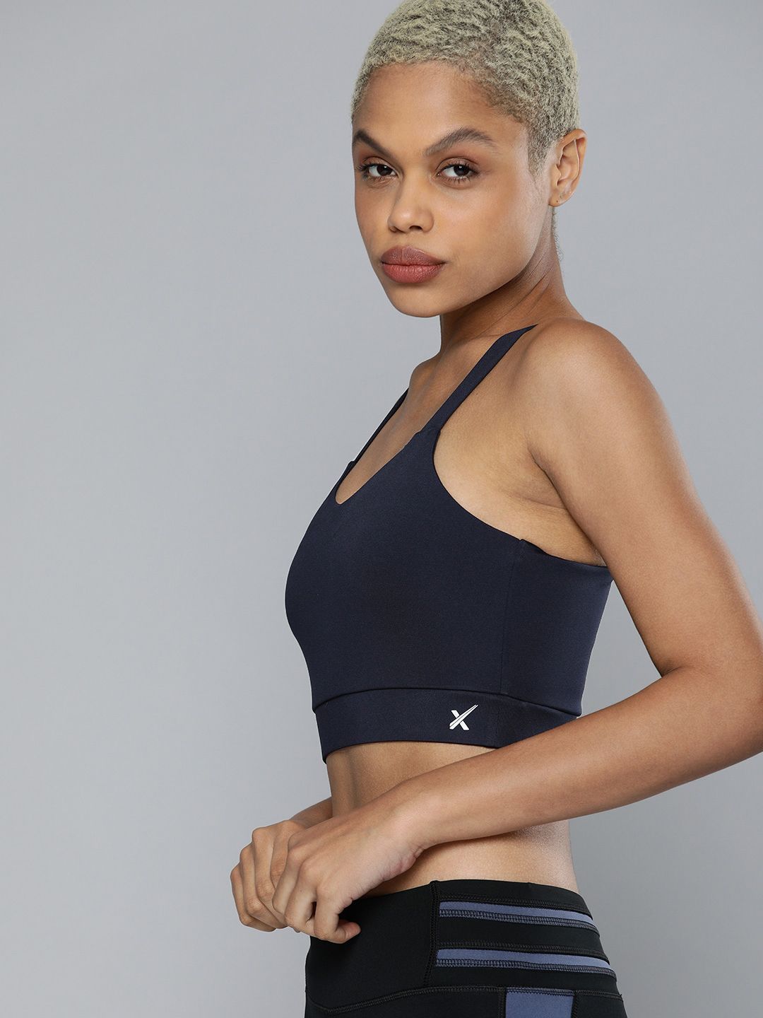 Buy HRX by Hrithik Roshan Navy Blue Solid Lightly Padded Rapid Dry High  Support Sports Bra on Myntra