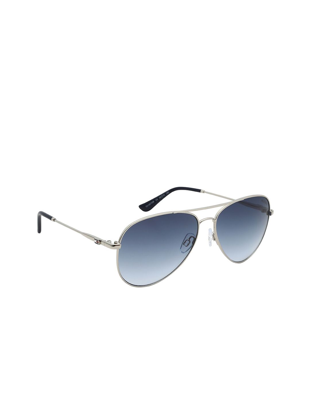 Tommy Hilfiger Unisex Blue Lens & Silver-Toned Aviator Sunglasses TH Victor C4 Price in India