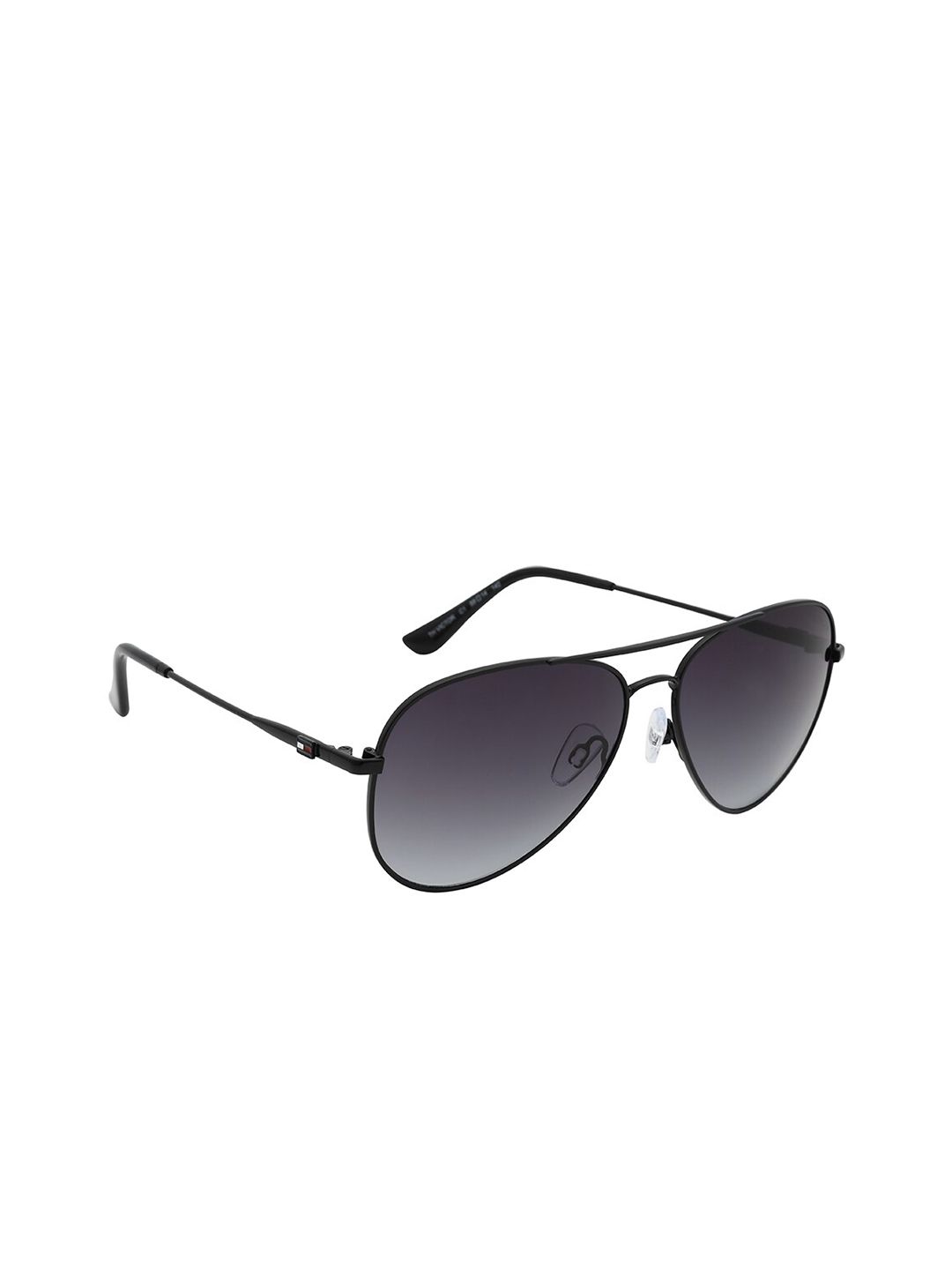 Tommy Hilfiger Unisex Grey Lens & Black Aviator Sunglasses TH Victor C1 Price in India