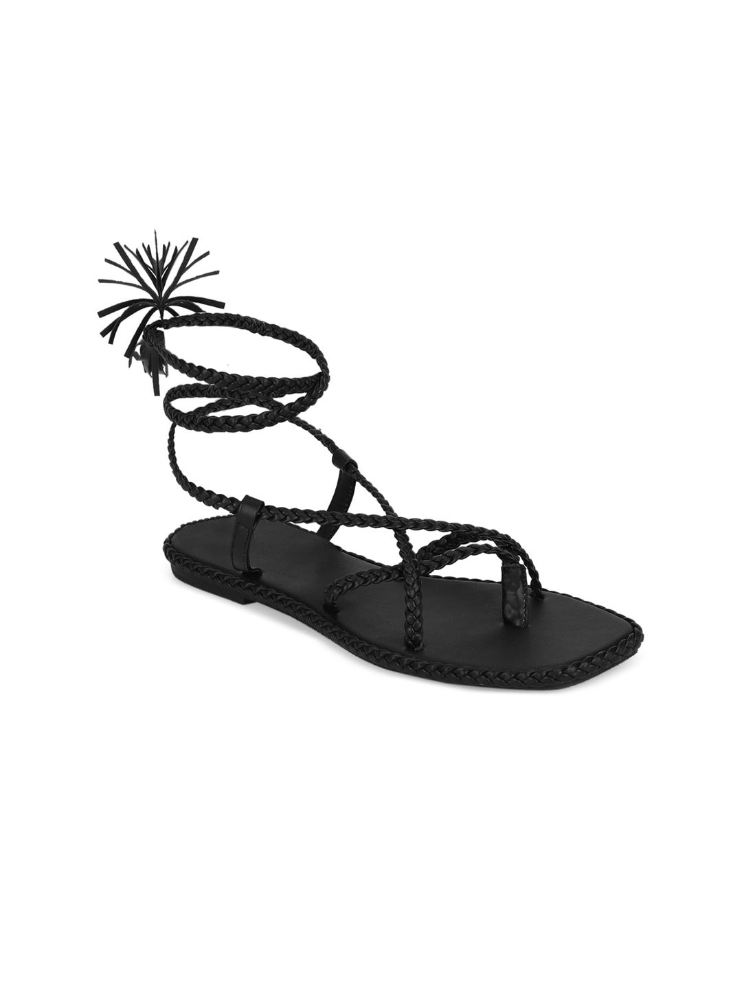 Truffle Collection Women Black Gladiators Flats Price in India