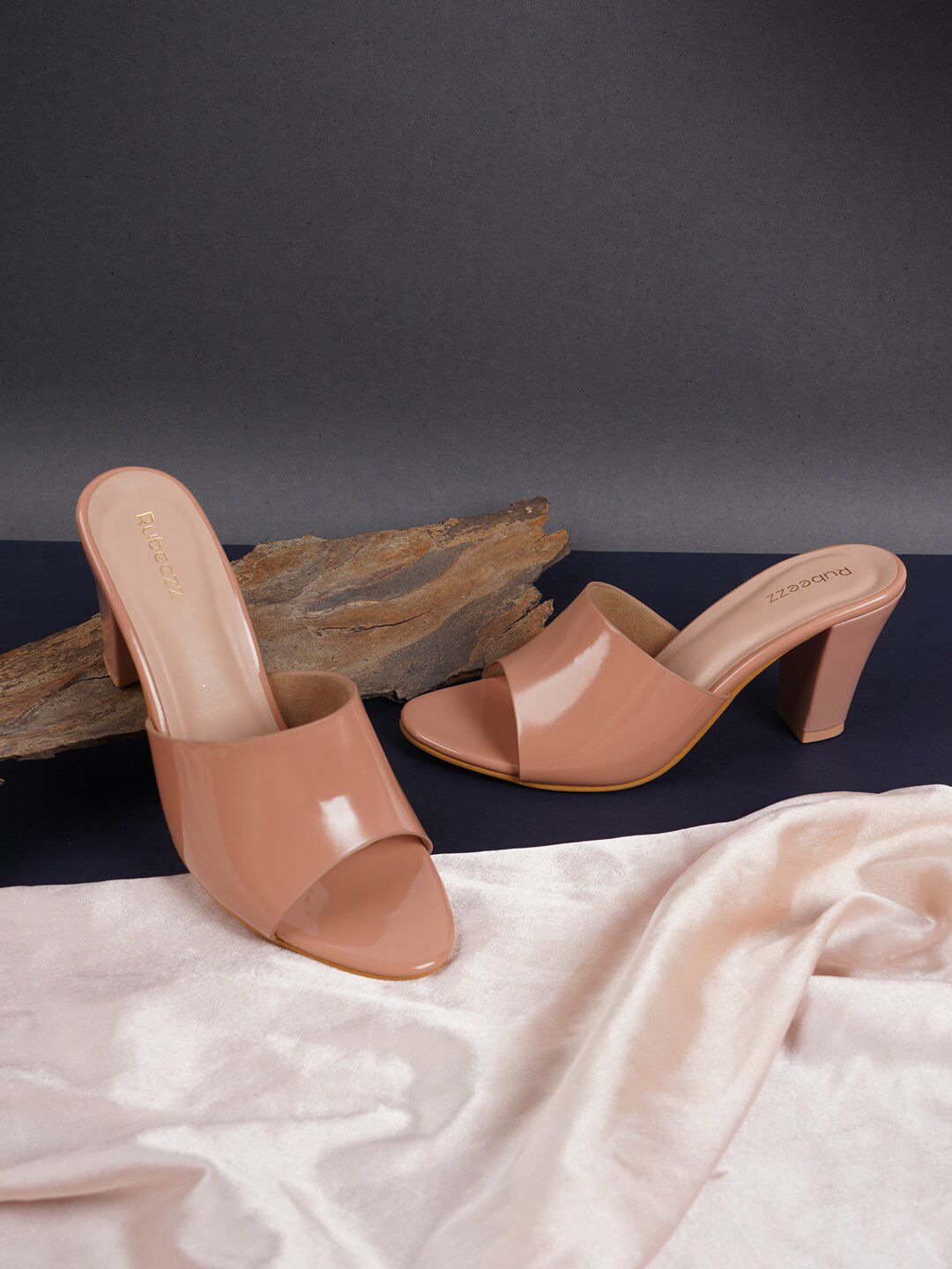 Rubeezz Peach-Coloured Party Block Mules Price in India