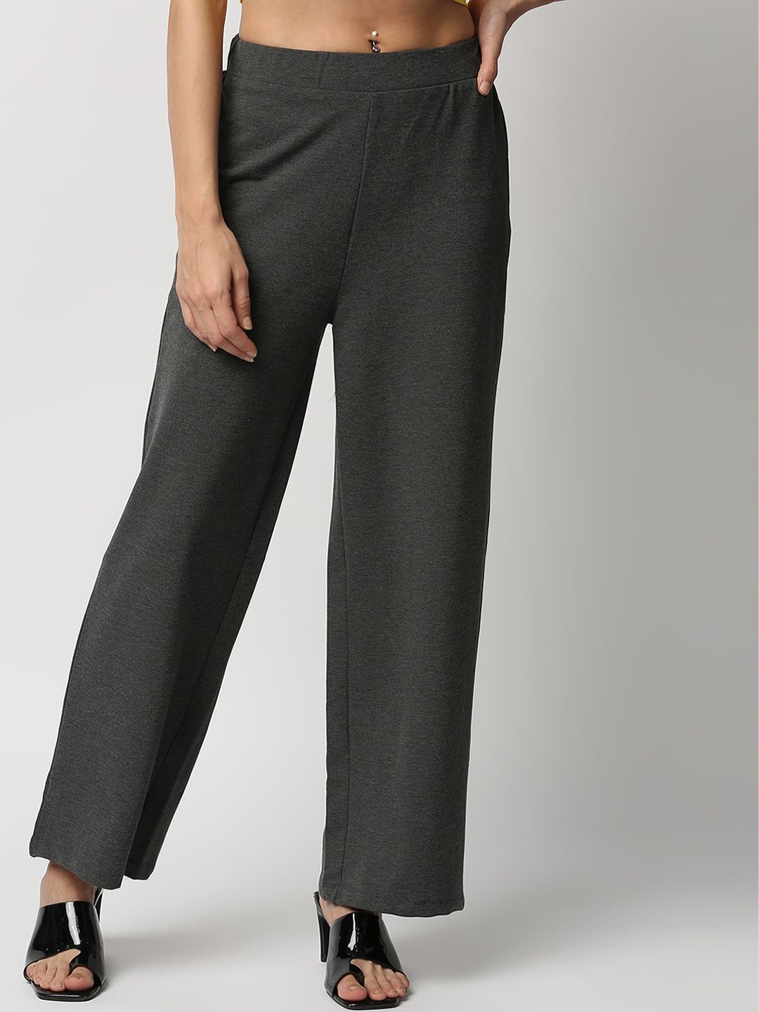 CULT FICTION Women Grey Comfort Flared Trousers Price in India