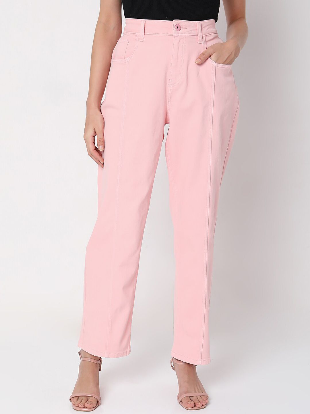 Vero Moda Women Pink Straight Fit High-Rise Jeans Price in India