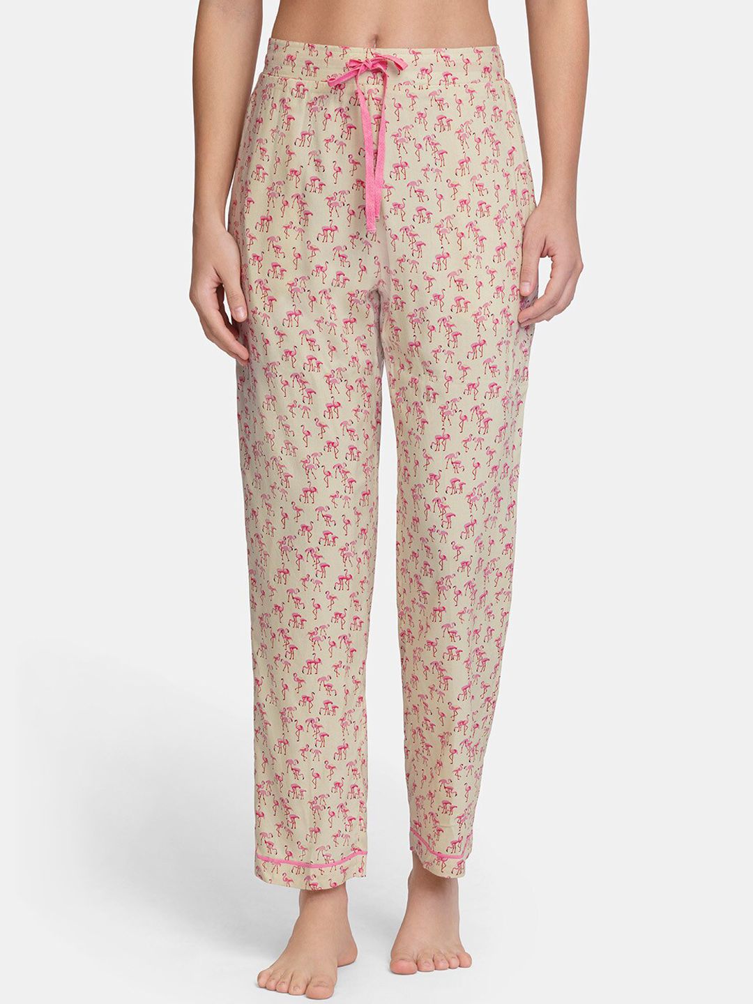 Amante Pink & Beige Printed Lounge Pants Price in India