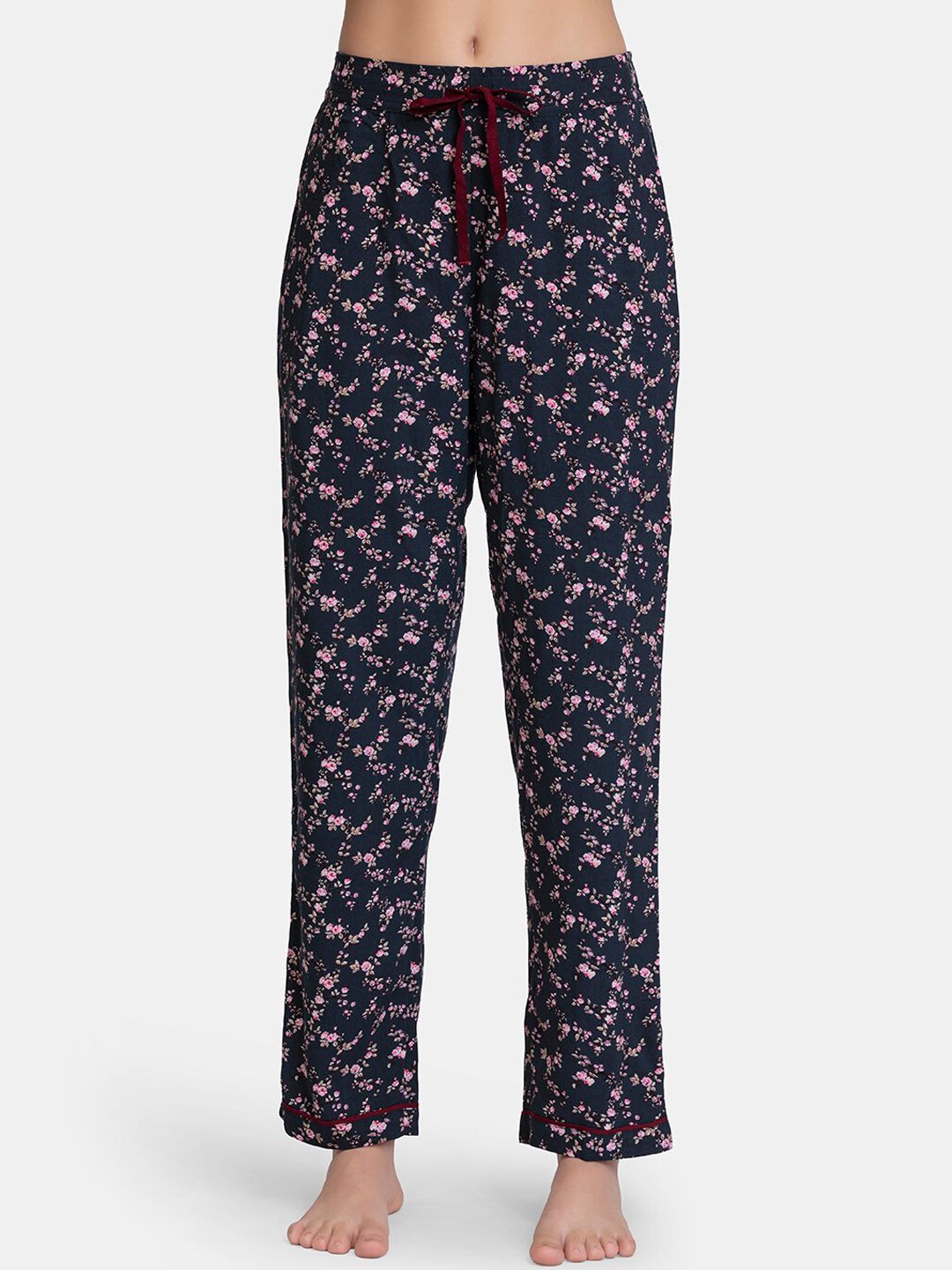 Amante Women Navy Blue & Pink Floral Printed Lounge Pants Price in India