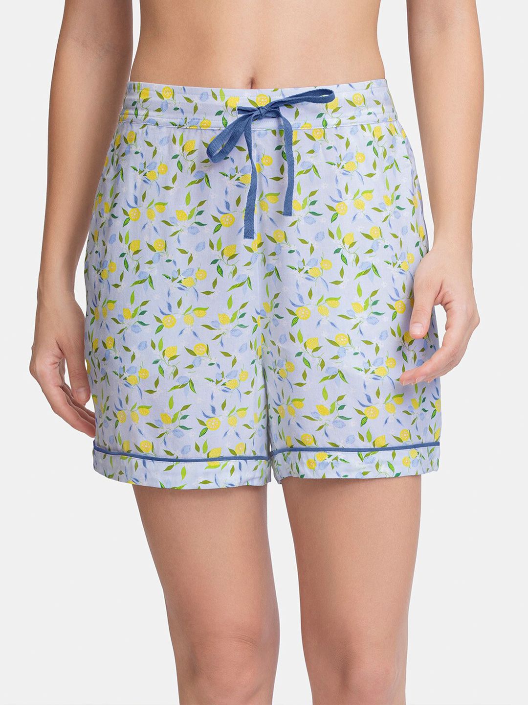 Amante Blue & Yellow Printed Lounge Shorts Price in India