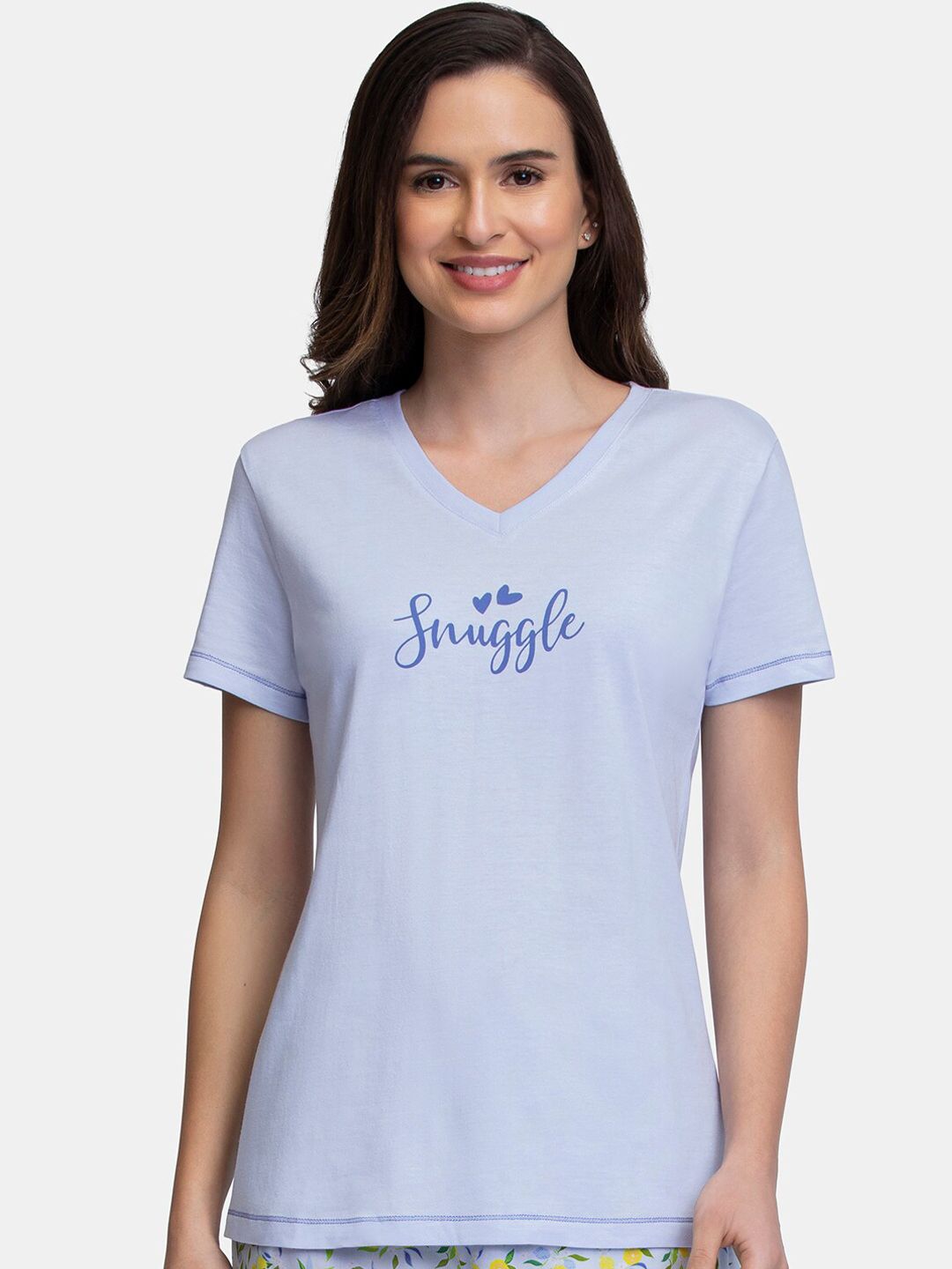 Amante Women Blue Printed Lounge Tshirts Price in India