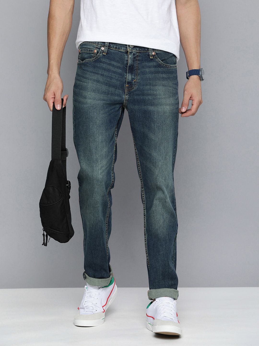 Levis Men Blue 511 Slim Fit Heavy Fade Stretchable Jeans