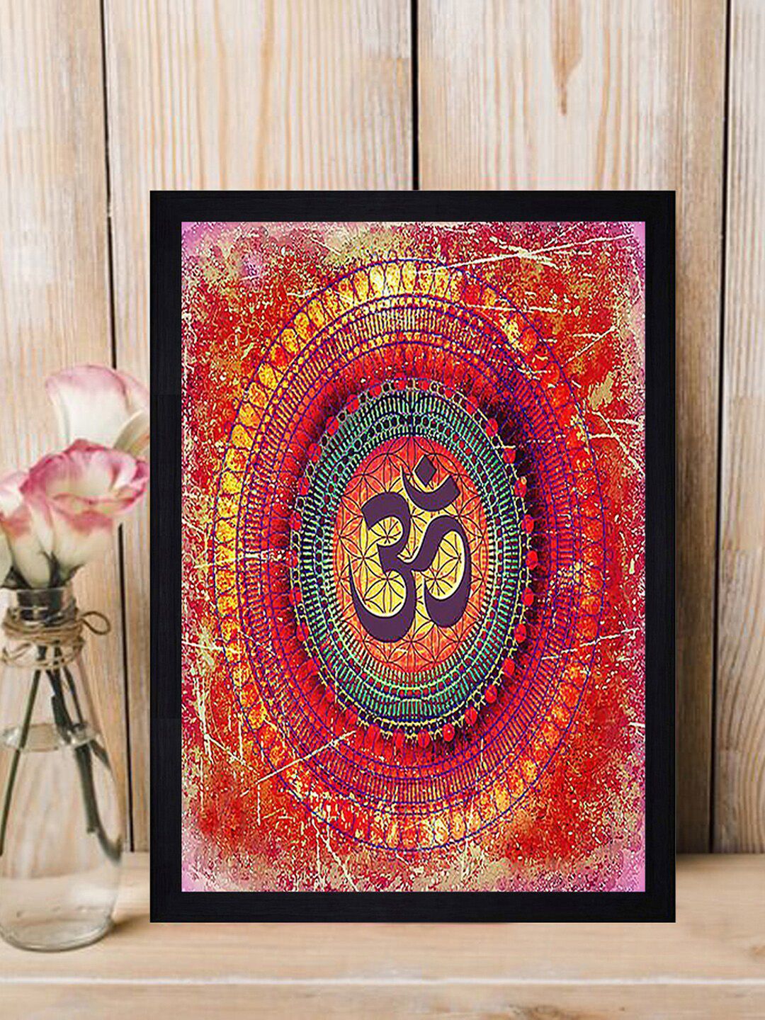 Gallery99 Red Om Mantra Texture Paper Framed Wall Hanging Price in India