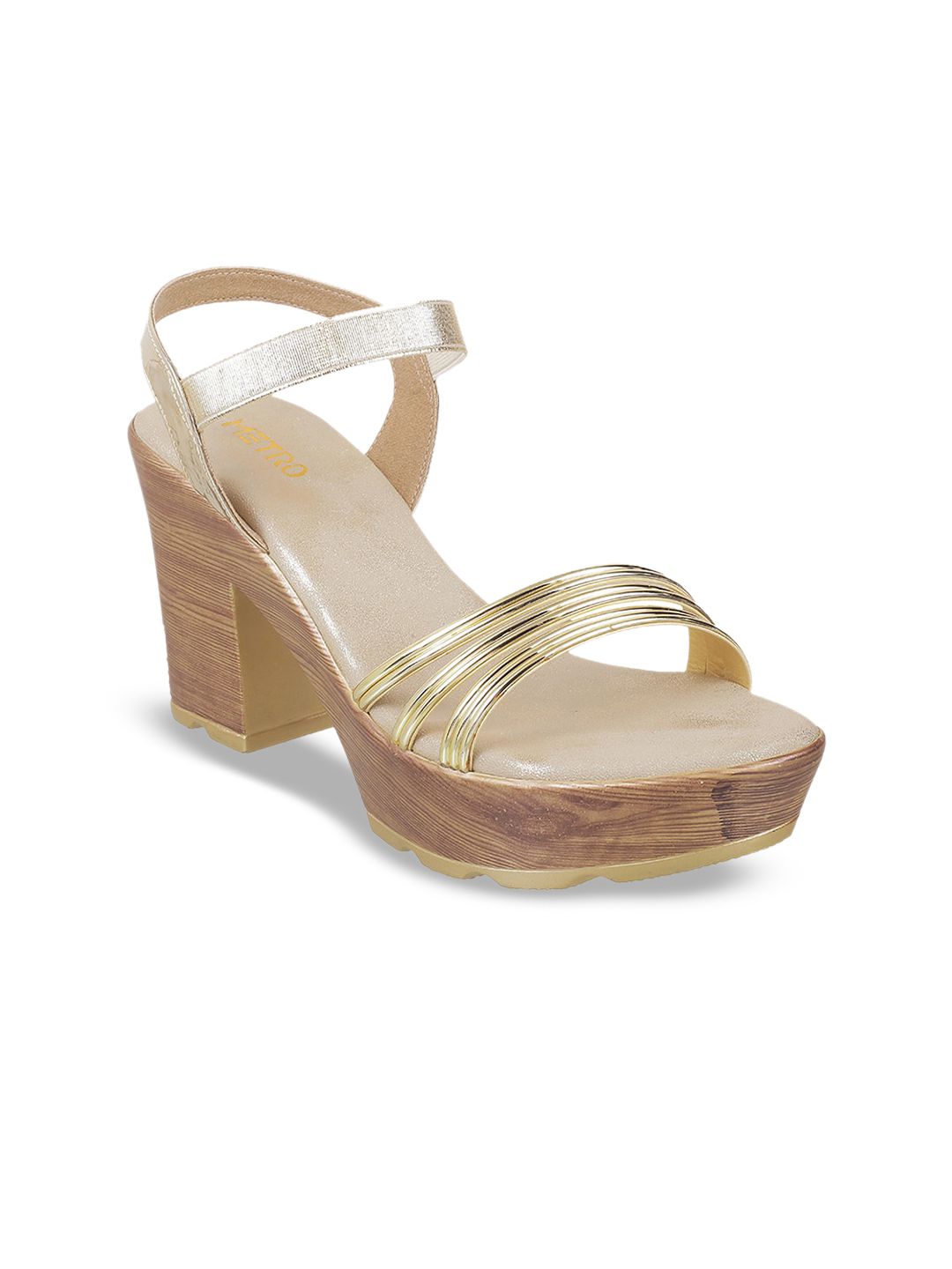 Metro Gold-Toned Wedge Sandals Price in India