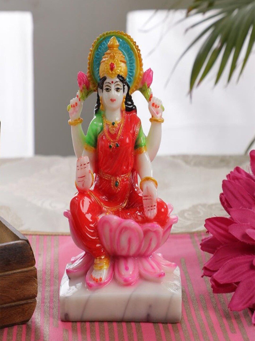 Gallery99 White & Orange  Goddess Mata Laxmi Idol Showpiece Price in India