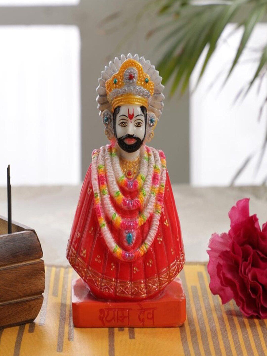 Gallery99 Orange & White Hand painted Shyam Dev Idol Show piece Price in India