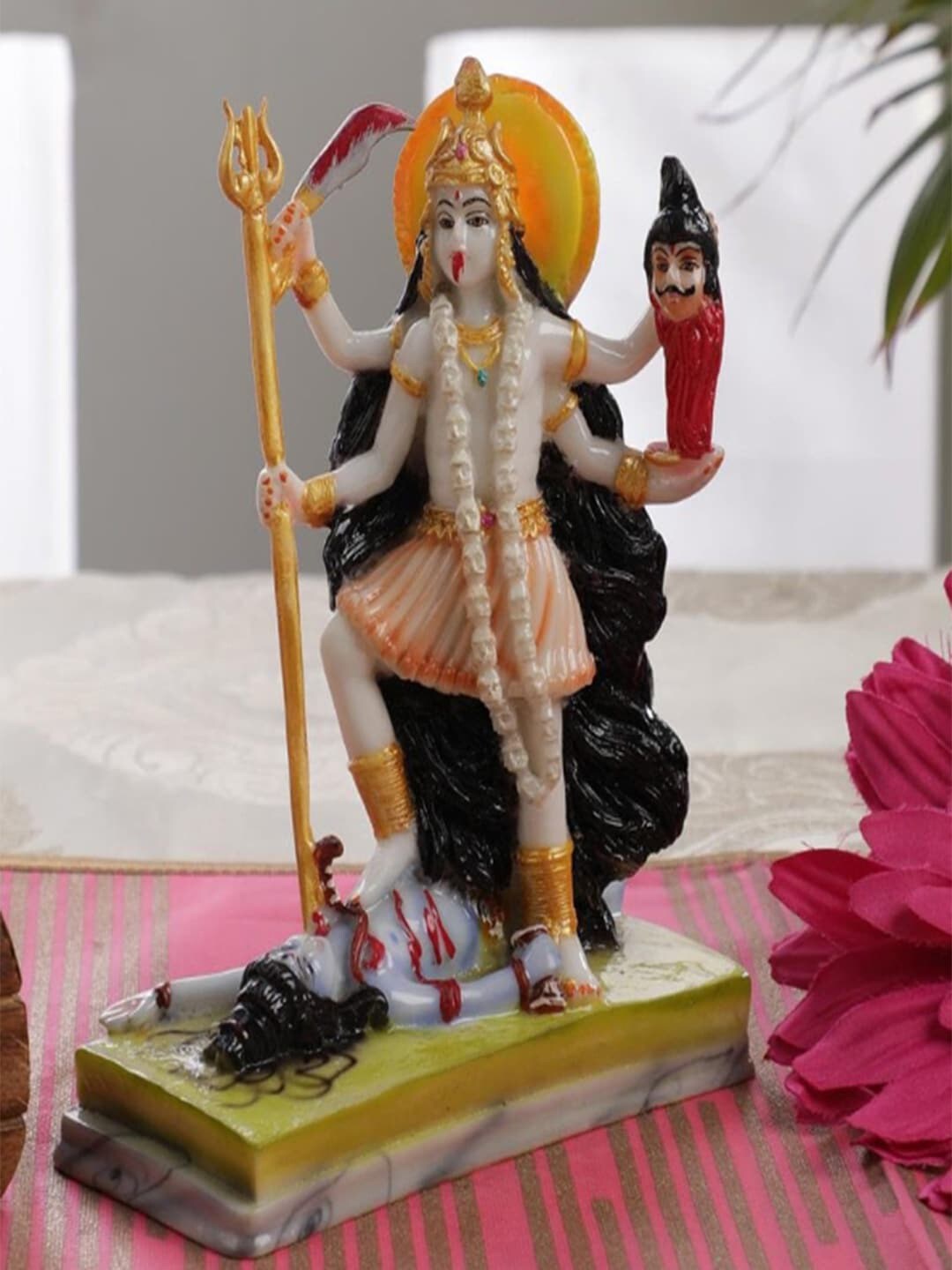 Gallery99 White & Yellow Handpainted Goddess Kali Mata Showpiece Price in India