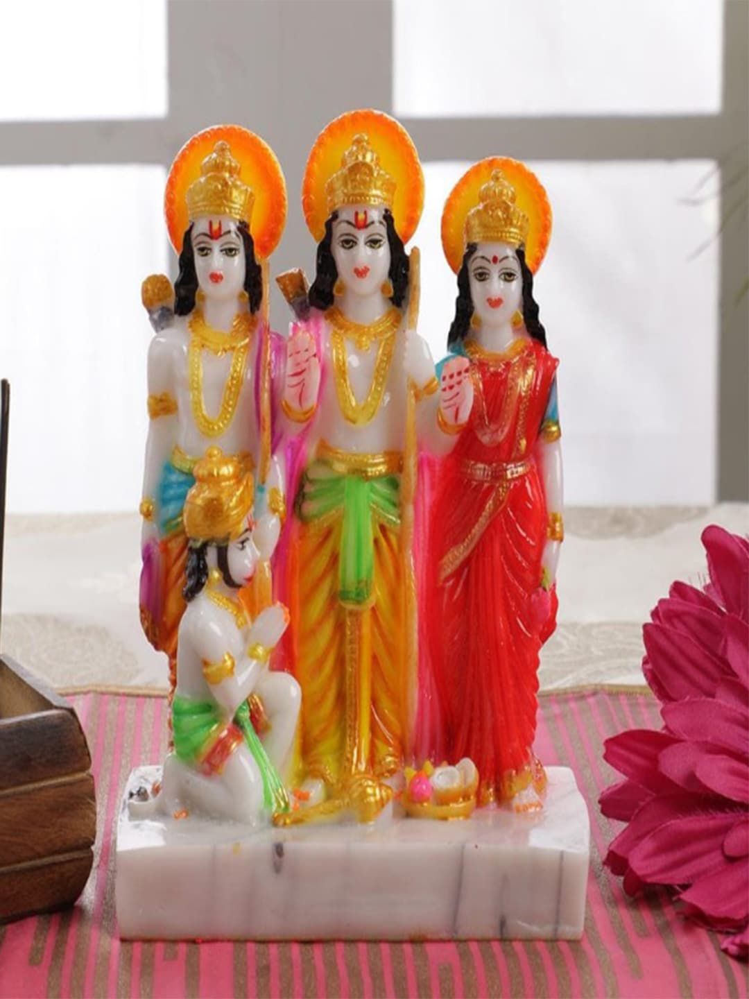 Gallery99 Orange & White Ram Sita and Laxman and Hanuman Showpiece Price in India