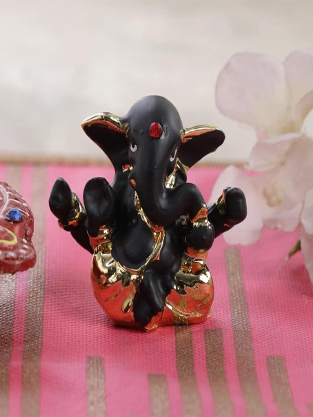 Gallery99 Gold-Colored & Black Handpainted Lord Ganpati Idol Showpieces Price in India