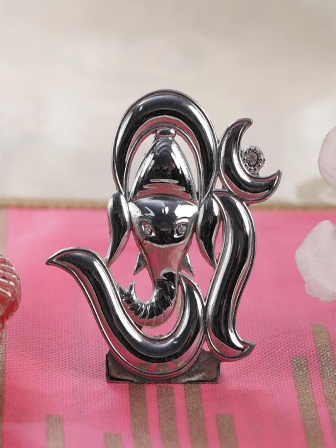 Gallery99 Silver-Toned Handpainted Lord Ganpati Showpiece Price in India