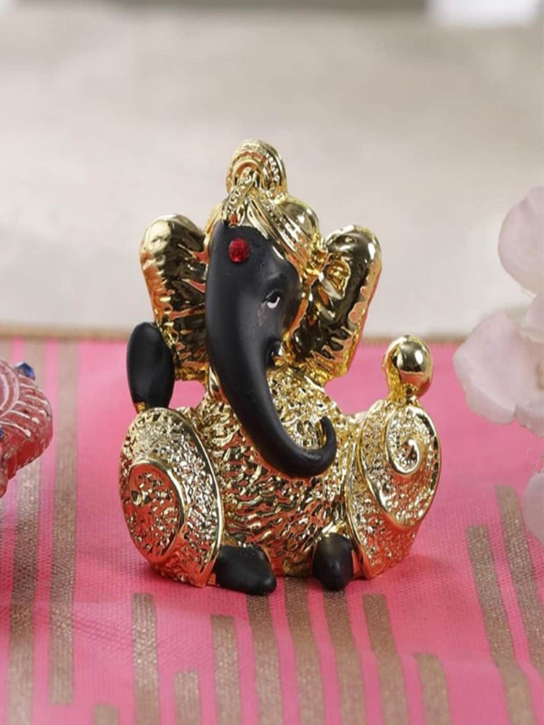 Gallery99 Gold-Toned & Black Handpainted Lord Ganpati Showpiece Price in India