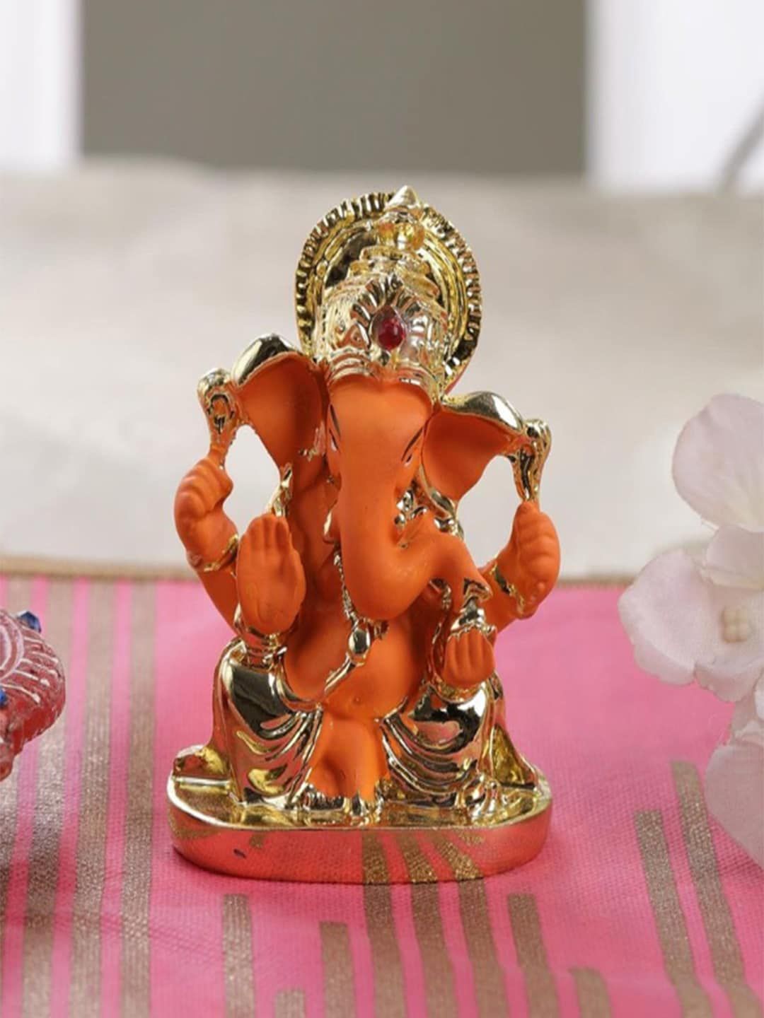 Gallery99 Orange Handpainted Lord Ganpati Idol Showpiece Price in India