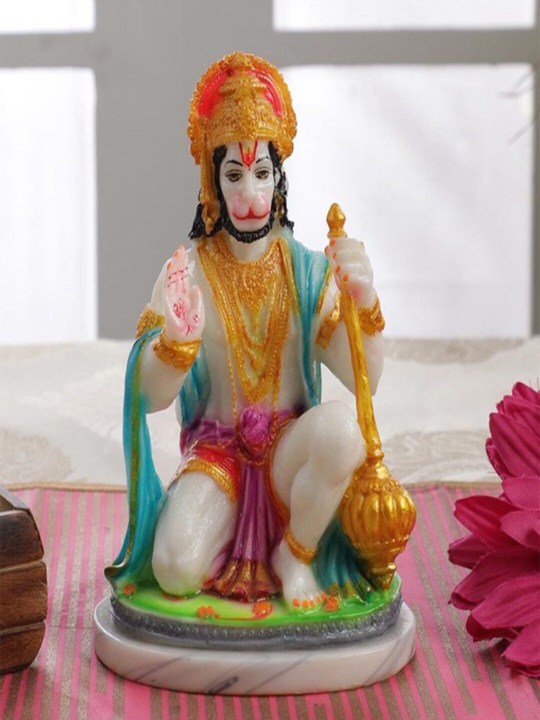 Gallery99 Gold & Green Handpainted Lord Hanuman Decorative Showpiece Idol Price in India