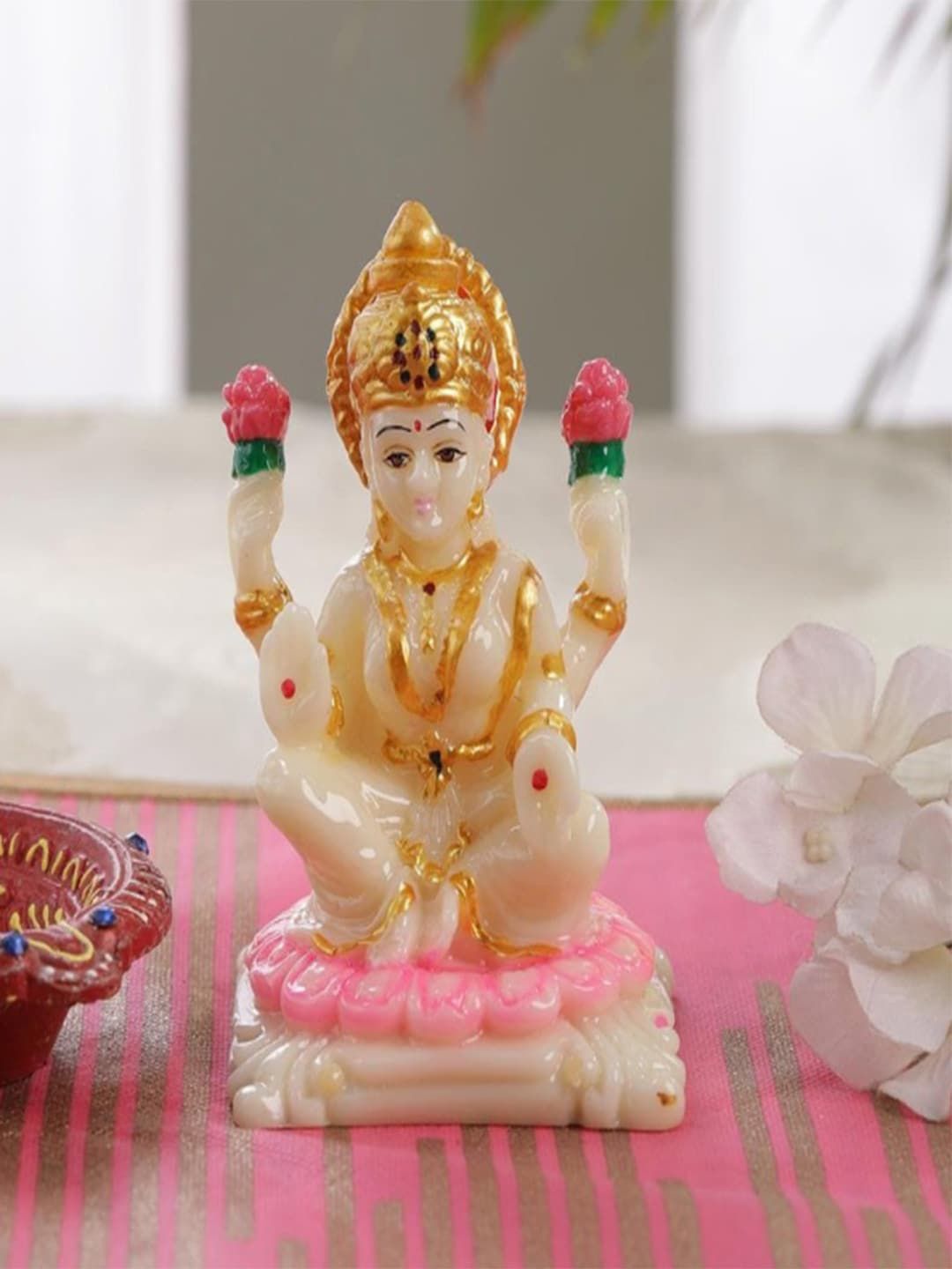 Gallery99 Off White Goddess Mata Laxmi Marble Idol Showpieces Price in India