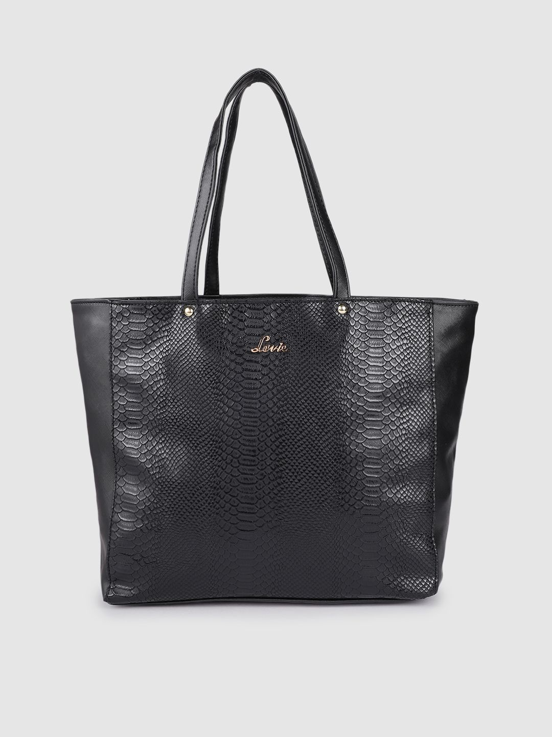 Lavie Black Textured Structured Shoulder Bag Price in India