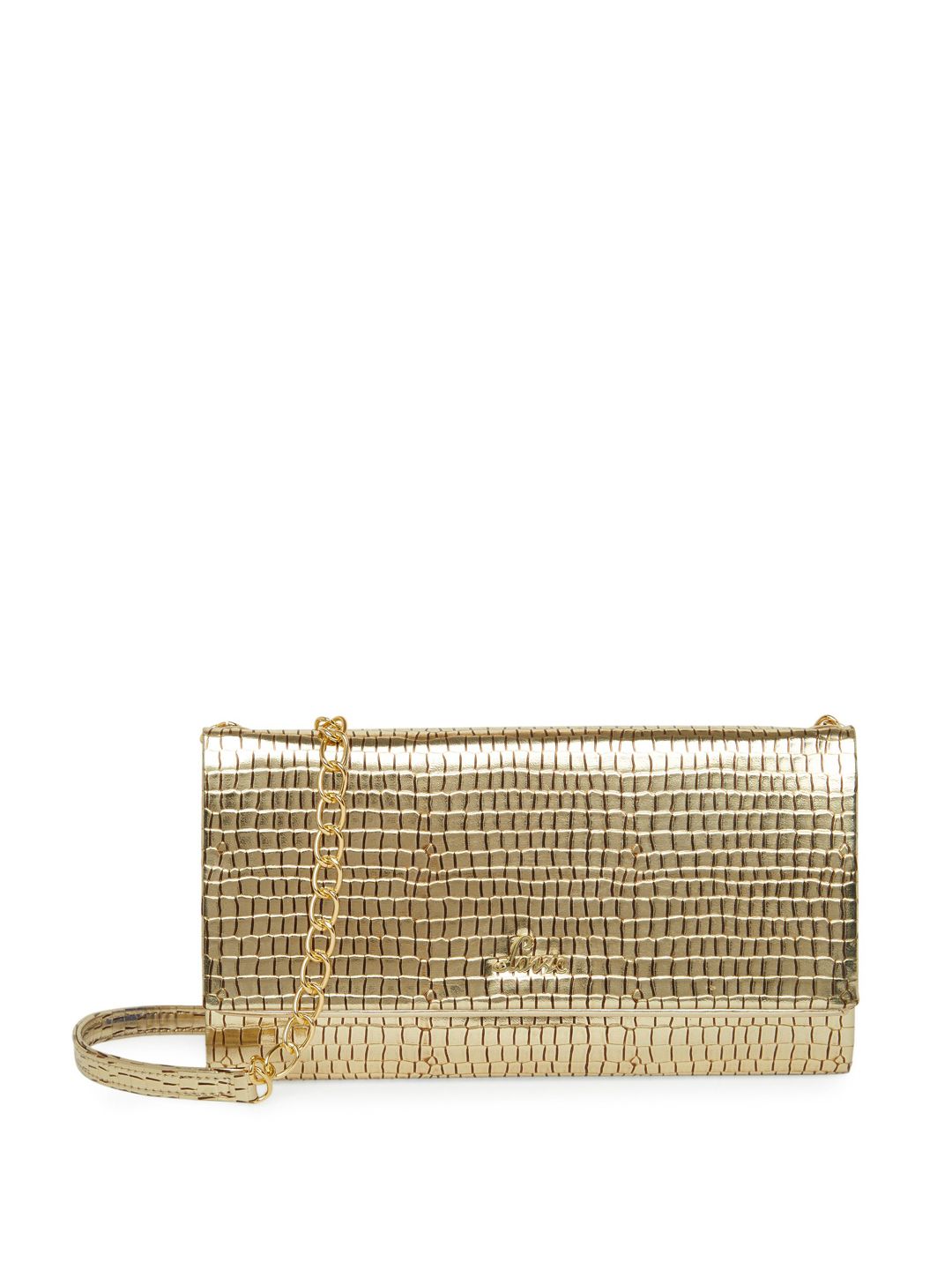 Lavie Gold-Toned Textured PU Structured Sling Bag Price in India