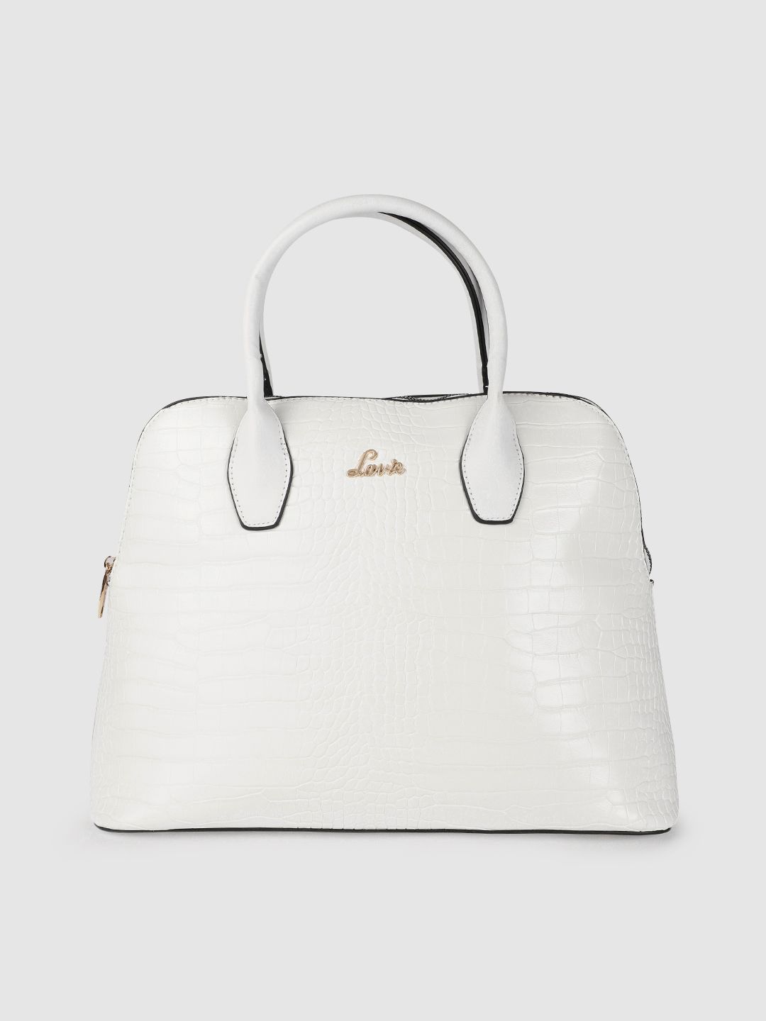 Lavie White Animal Textured PU Structured Handheld Bag Price in India