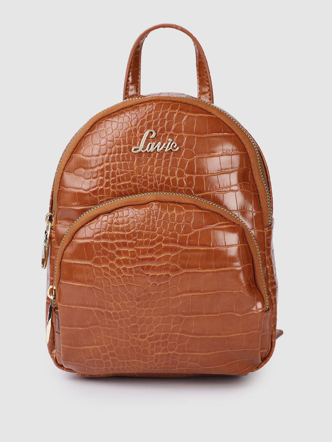 Lavie Women Tan Animal Textured Backpack Price in India