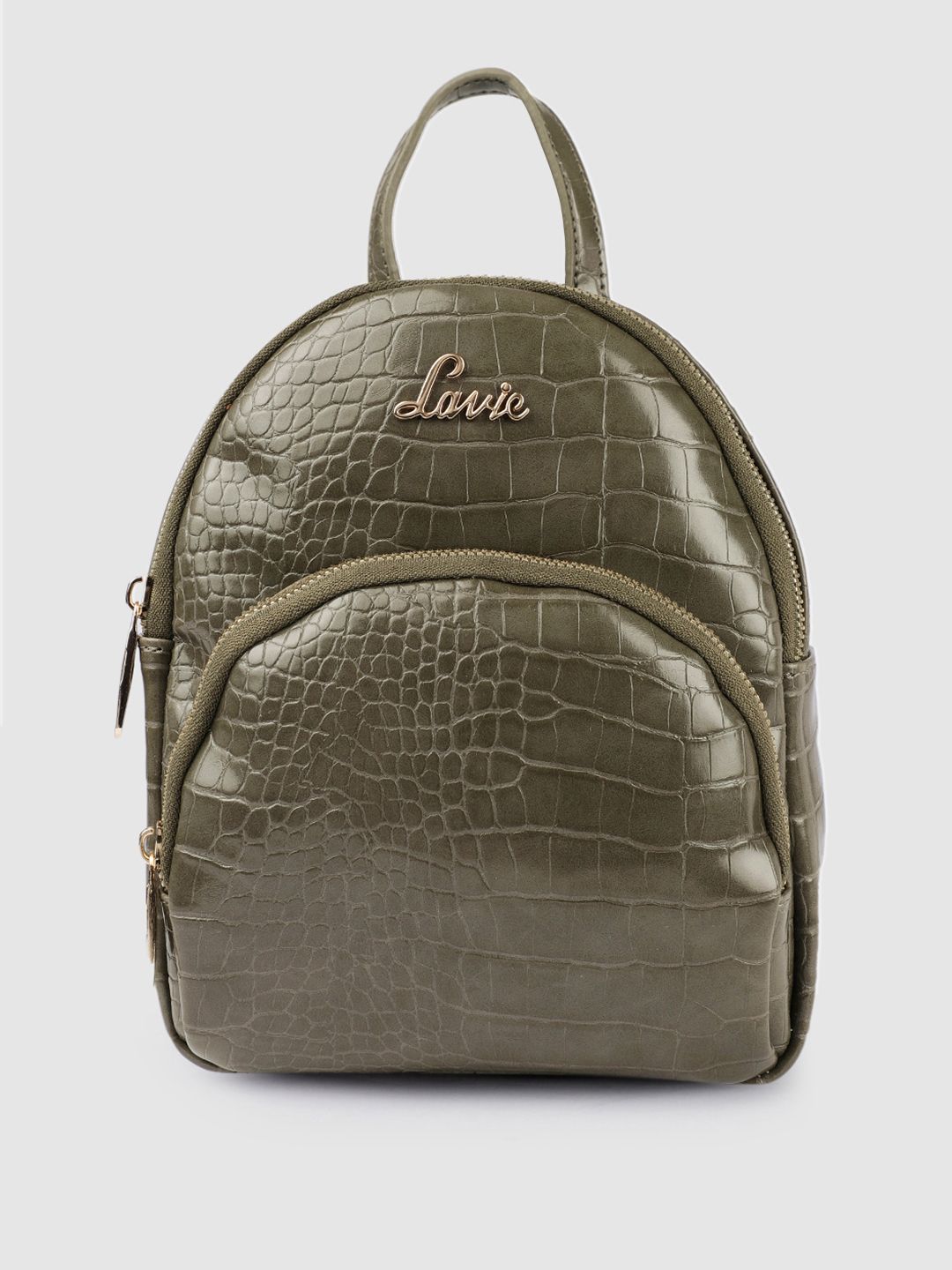 Lavie Women Olive Green Animal Textured Backpack Price in India