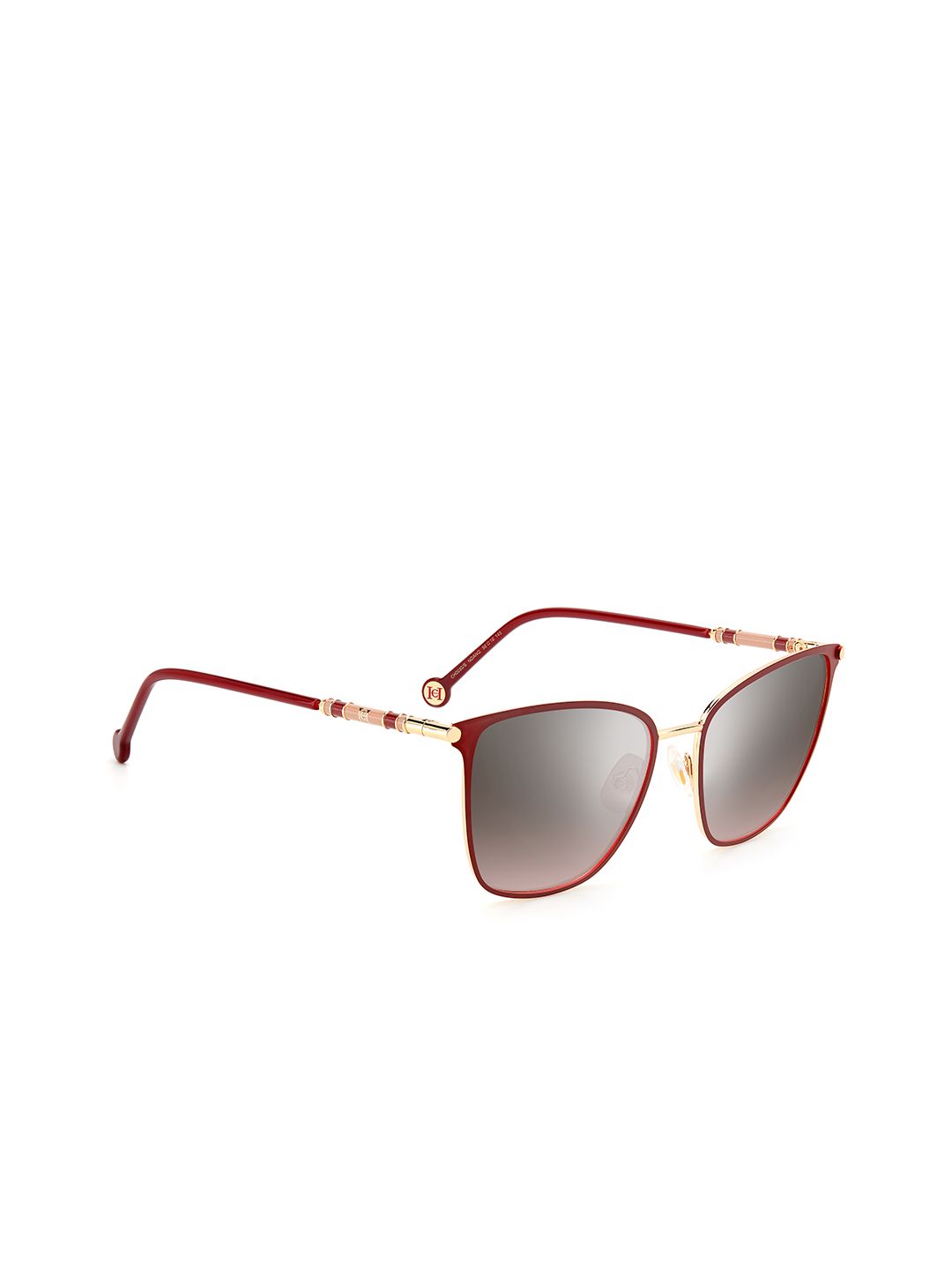 Carolina Herrera Women Grey Lens & Gold-Toned Oversized Sunglasses 205085NOA56NQ Price in India