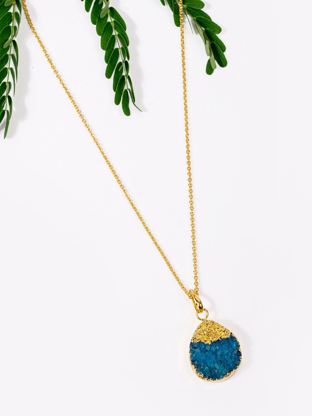 Mikoto by FableStreet Gold-Toned & Blue Brass Gold-Plated Handcrafted Necklace Price in India