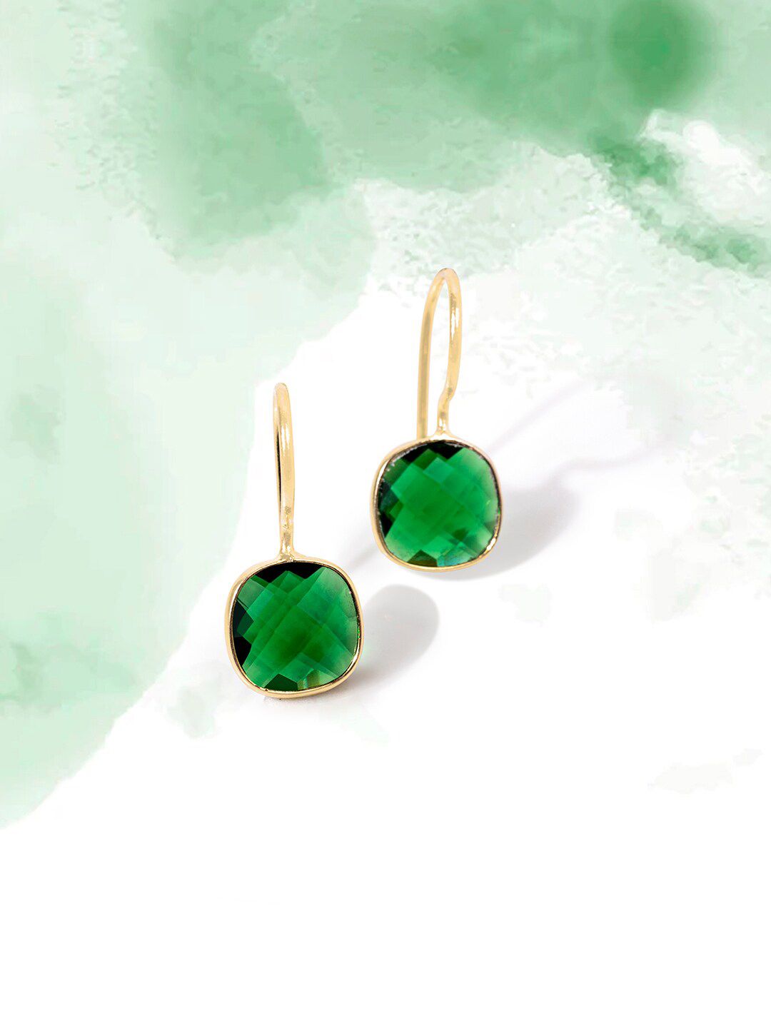 Mikoto by FableStreet Green Contemporary Half Hoop Earrings Price in India