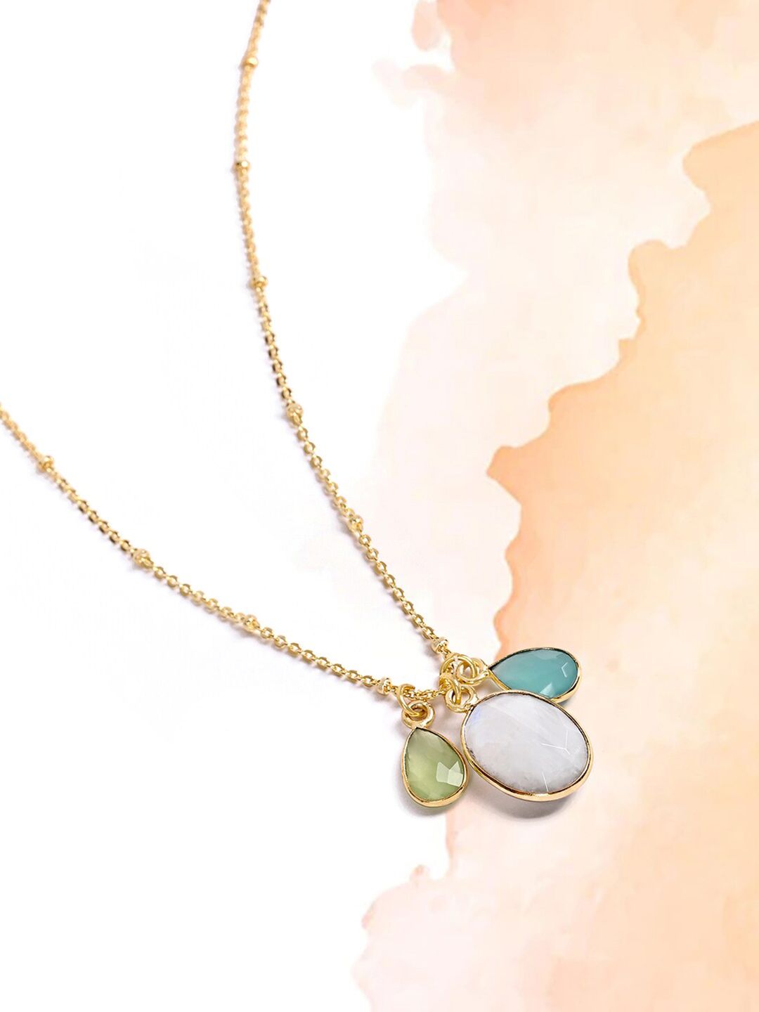 Mikoto by FableStreet Gold-Plated White Brass Semi Precious Stone Charm Necklace Price in India