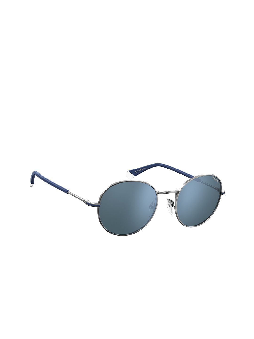 Polaroid Unisex Blue Lens & Silver-Toned Round Sunglasses with Polarised and UV Protected Lens Price in India