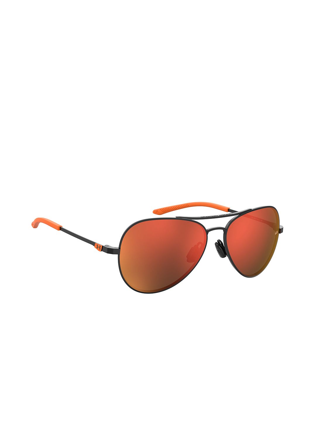 UNDER ARMOUR Unisex Orange Lens & Black Full Rim Aviator Sunglasses Price in India