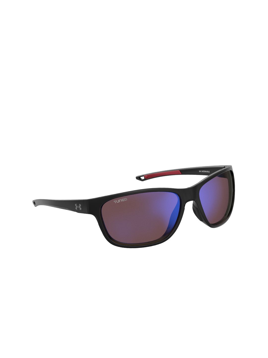 UNDER ARMOUR Unisex Blue Lens & Black Rectangle Sunglasses with UV Protected Lens Price in India