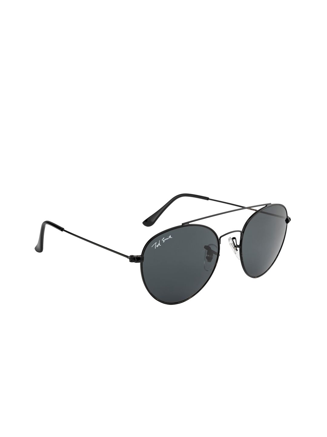 Ted Smith Grey Lens & Black Aviator Sunglasses with UV Protected Lens Price in India