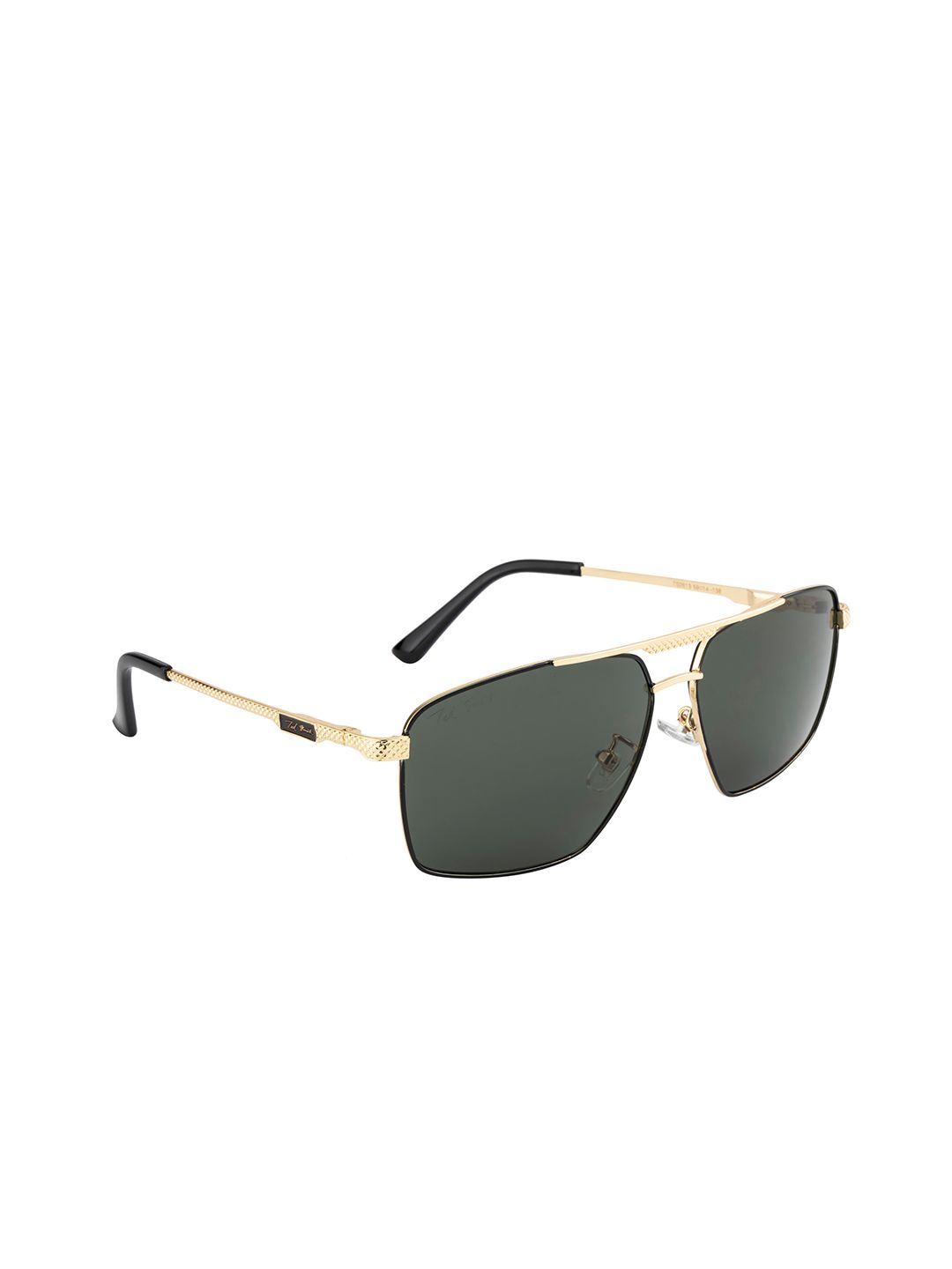 Ted Smith Unisex Green Lens & Gold-Toned UV Protected Aviator Sunglasses GABBY_C2 Price in India