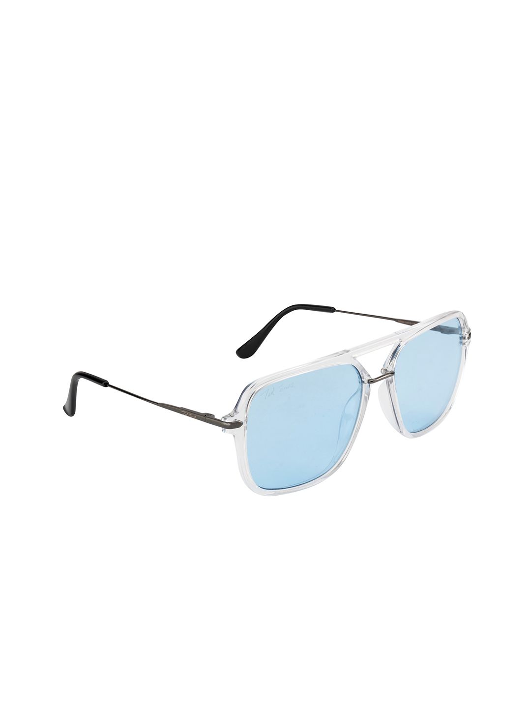 Ted Smith Unisex Blue Lens & White Aviator Sunglasses with UV Protected Lens DRIP_C4 Price in India