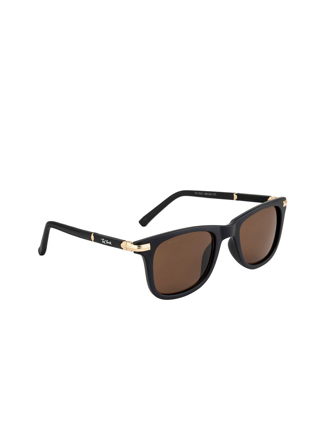 Ted Smith Unisex Brown Lens & Black Wayfarer UV Protected Lens Sunglasses Price in India