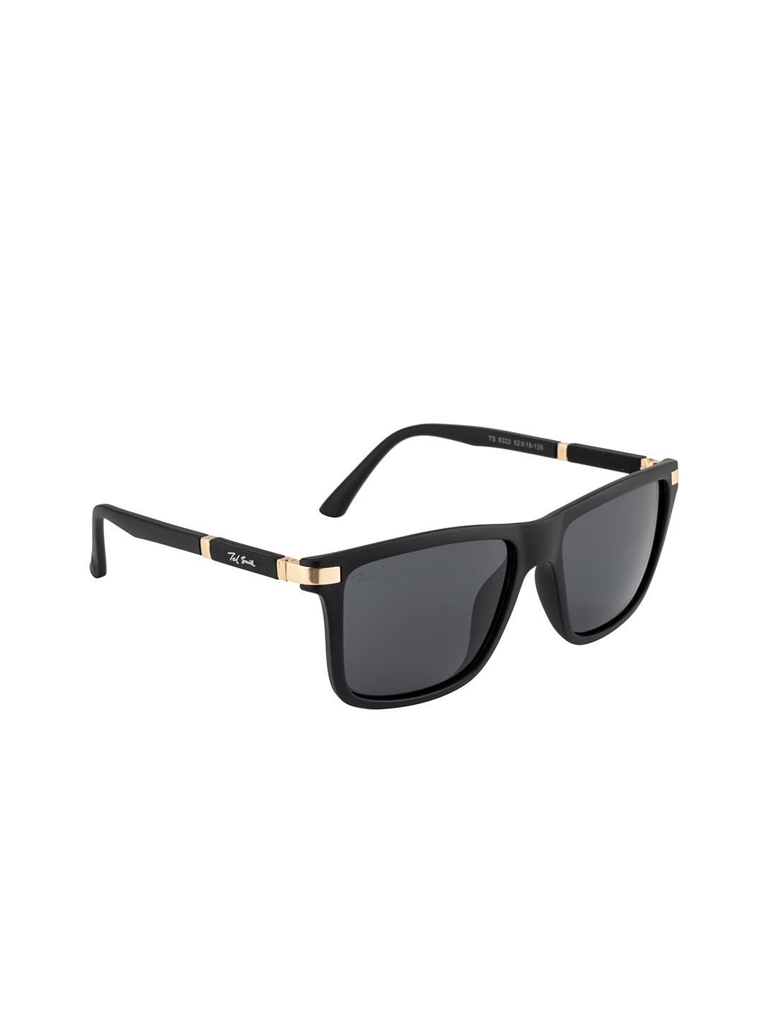 Ted Smith Unisex Grey Lens & Black Wayfarer Sunglasses with UV Protected Lens BOXBEAT_C1 Price in India