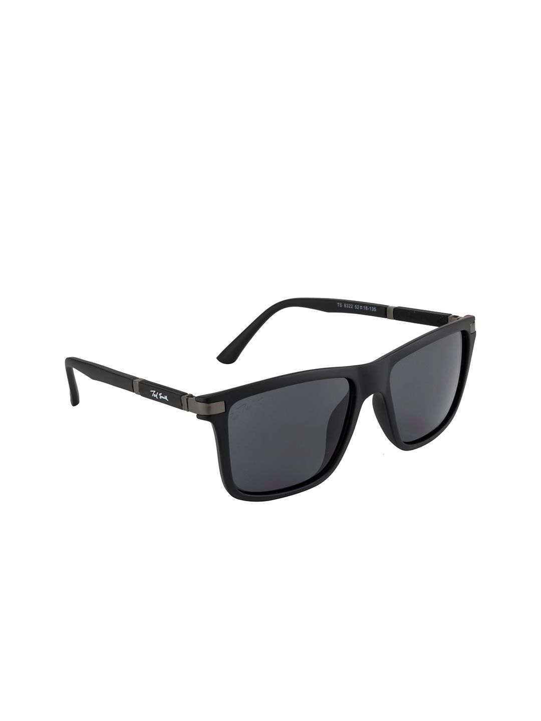 Ted Smith Unisex Grey Lens & Black Wayfarer Sunglasses with UV Protected Lens Price in India