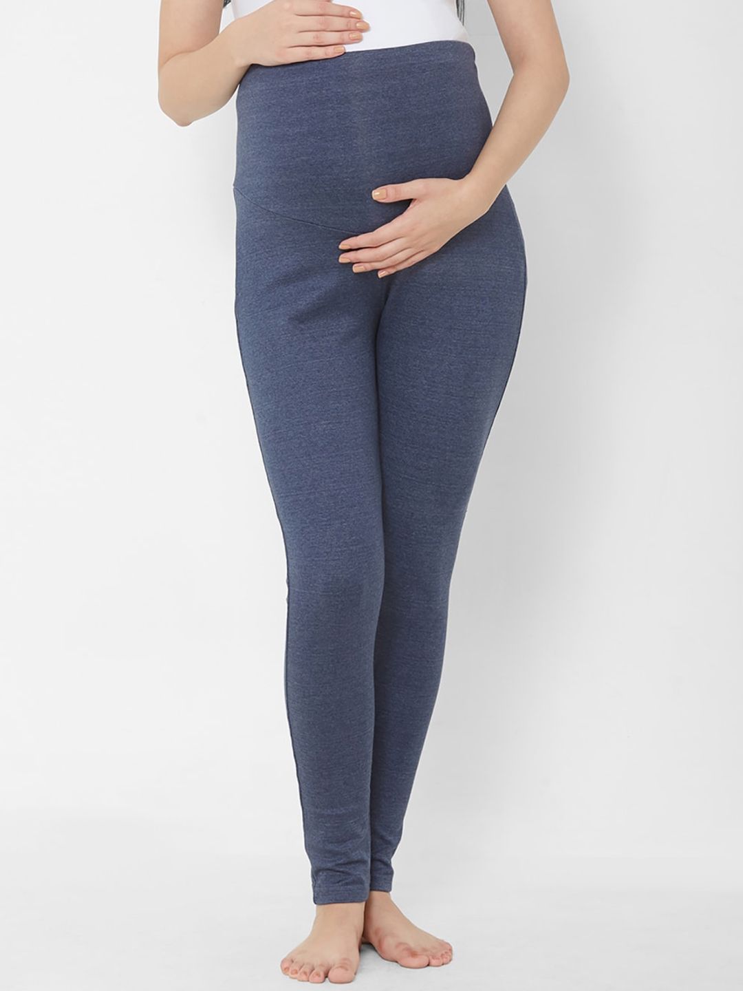 Sweet Dreams Women Blue Solid Cotton High-Rise Maternity Lounge Pant Price in India
